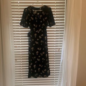 Floral Midi Wrap Dress